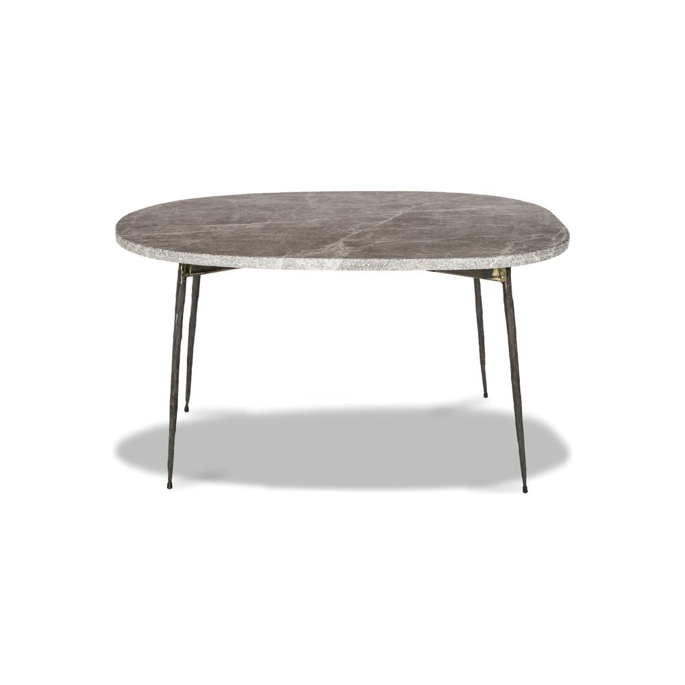 Coffee Tables Tuktuk Small Coffee Table Grey Marble Black Hammered Iron Legs