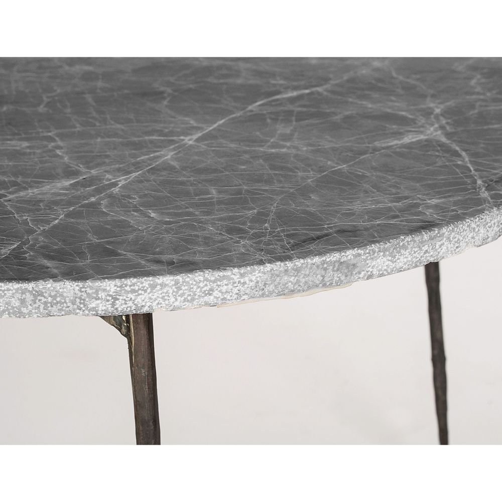Coffee Tables Tuktuk Small Coffee Table Grey Marble Black Hammered Iron Legs