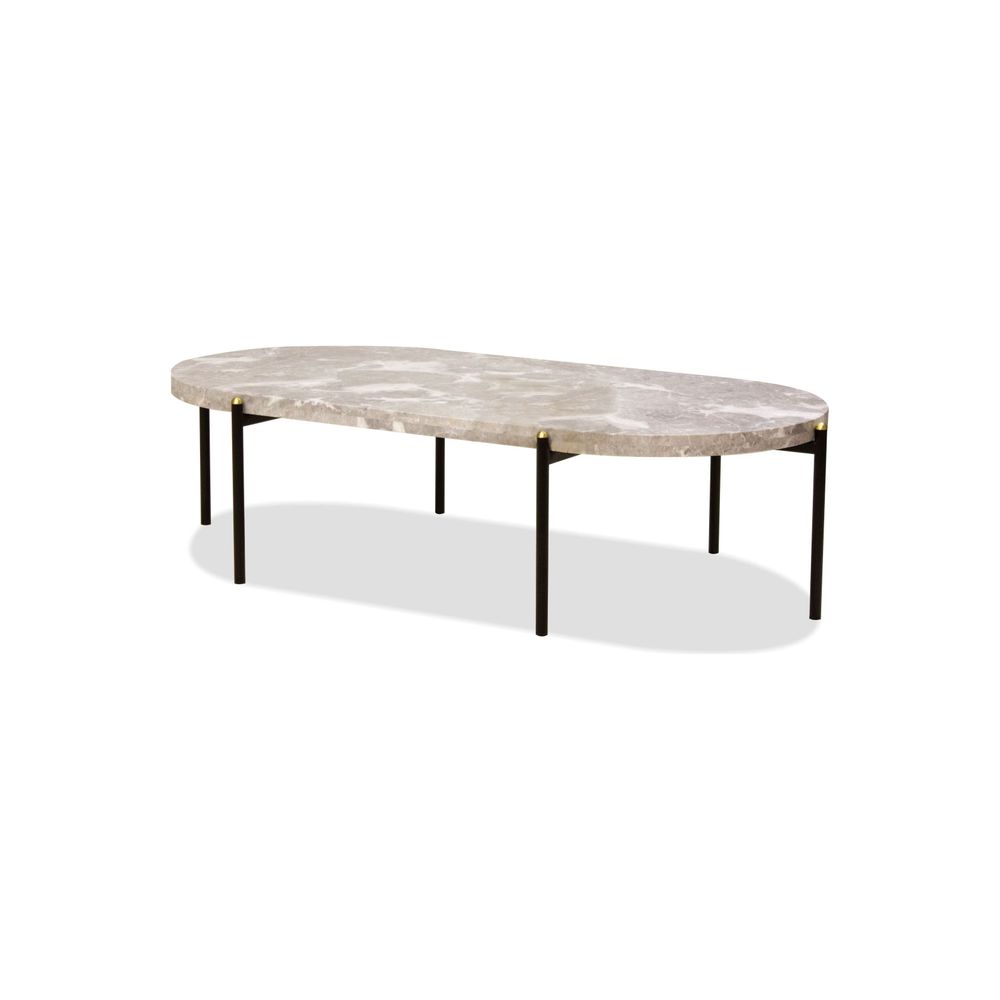 Coffee Tables Velodrome Coffee Table Grey Marble Powder Coated Black Frame