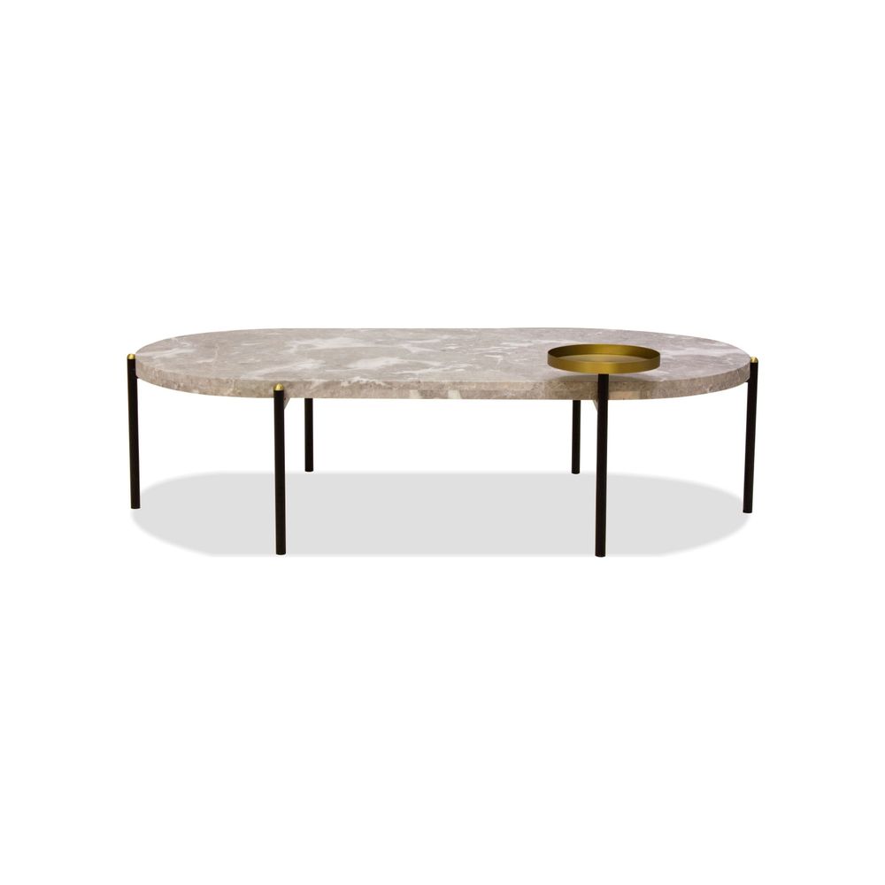 Coffee Tables Velodrome Coffee Table Grey Marble Powder Coated Black Frame