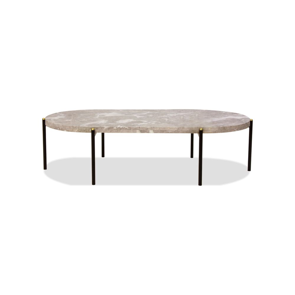 Coffee Tables Velodrome Coffee Table Grey Marble Powder Coated Black Frame