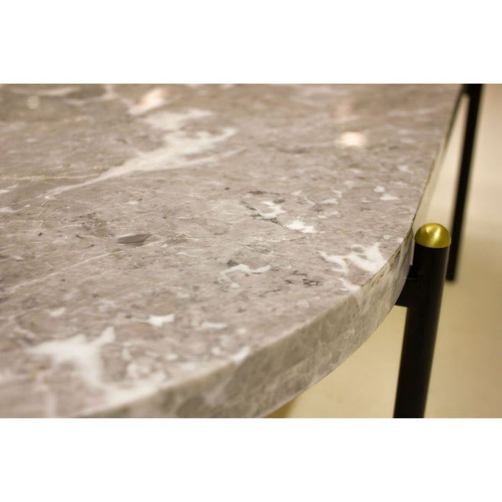 Velodrome Coffee Table Grey Marble Powder Coated Black Frame
