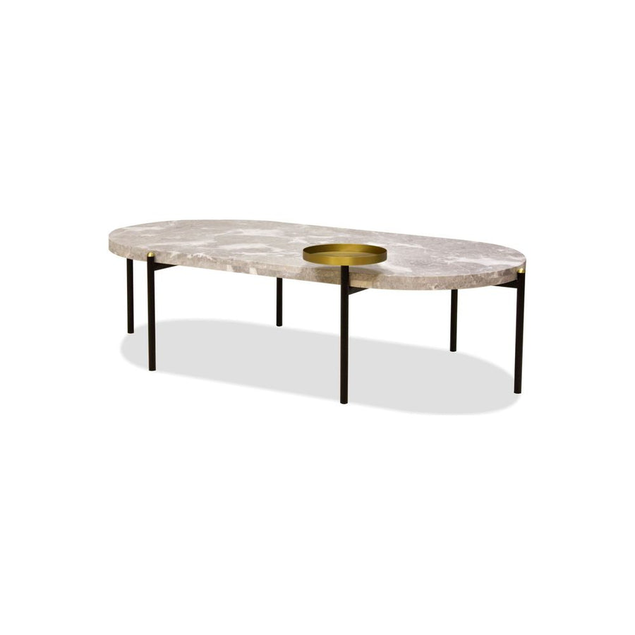 Coffee Tables Velodrome Coffee Table Grey Marble Powder Coated Black Frame