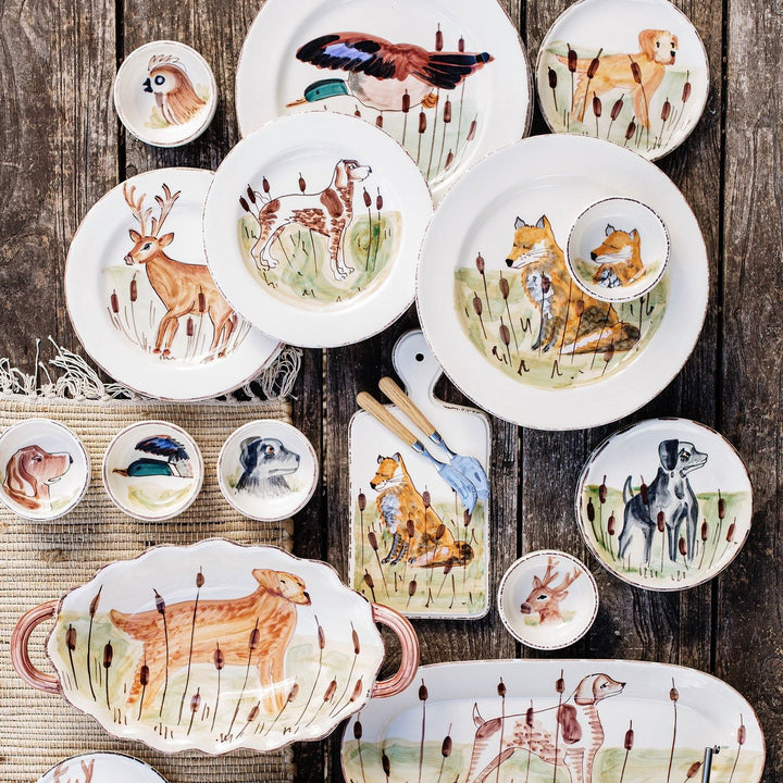 Wildlife Hunting Dog Handled Oval Bowl