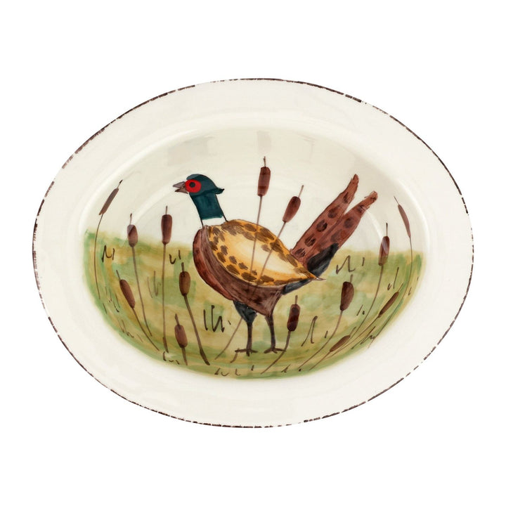 Wildlife Pheasant Rimmed Oval Bowl - Default Title