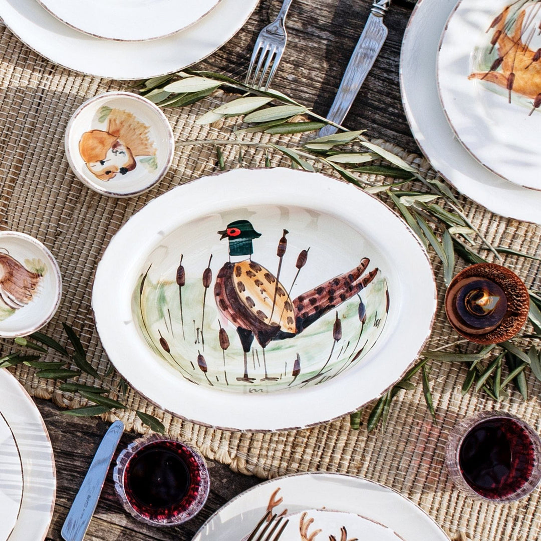 Wildlife Pheasant Rimmed Oval Bowl