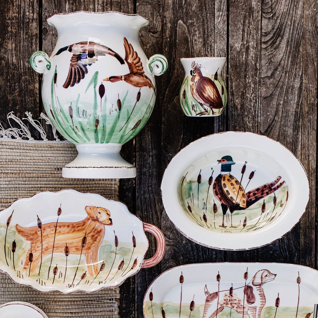 Wildlife Pheasant Rimmed Oval Bowl