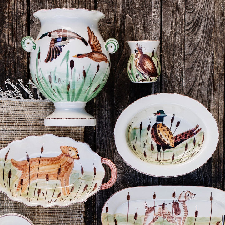 Wildlife Pheasant Rimmed Oval Bowl