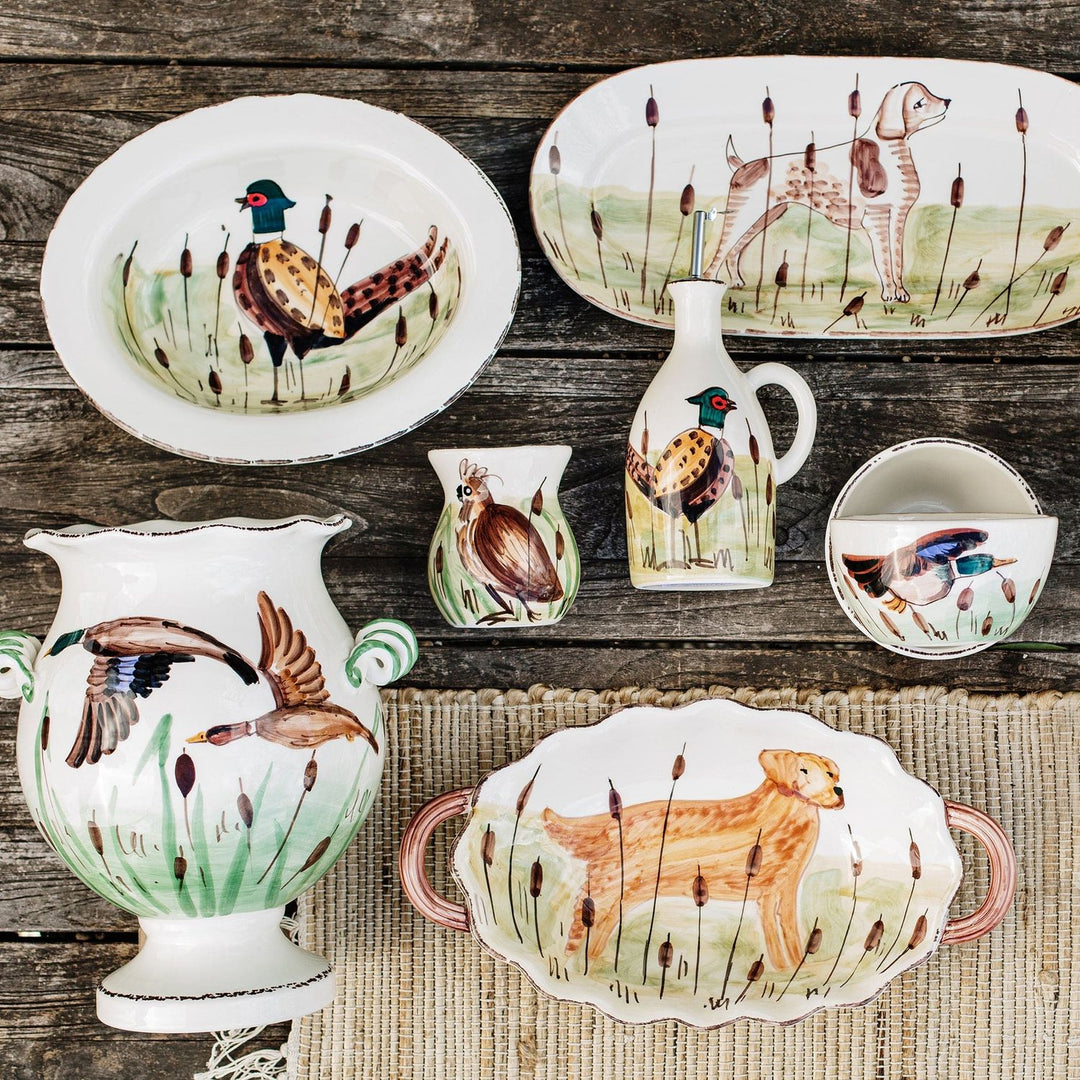 Wildlife Pheasant Rimmed Oval Bowl