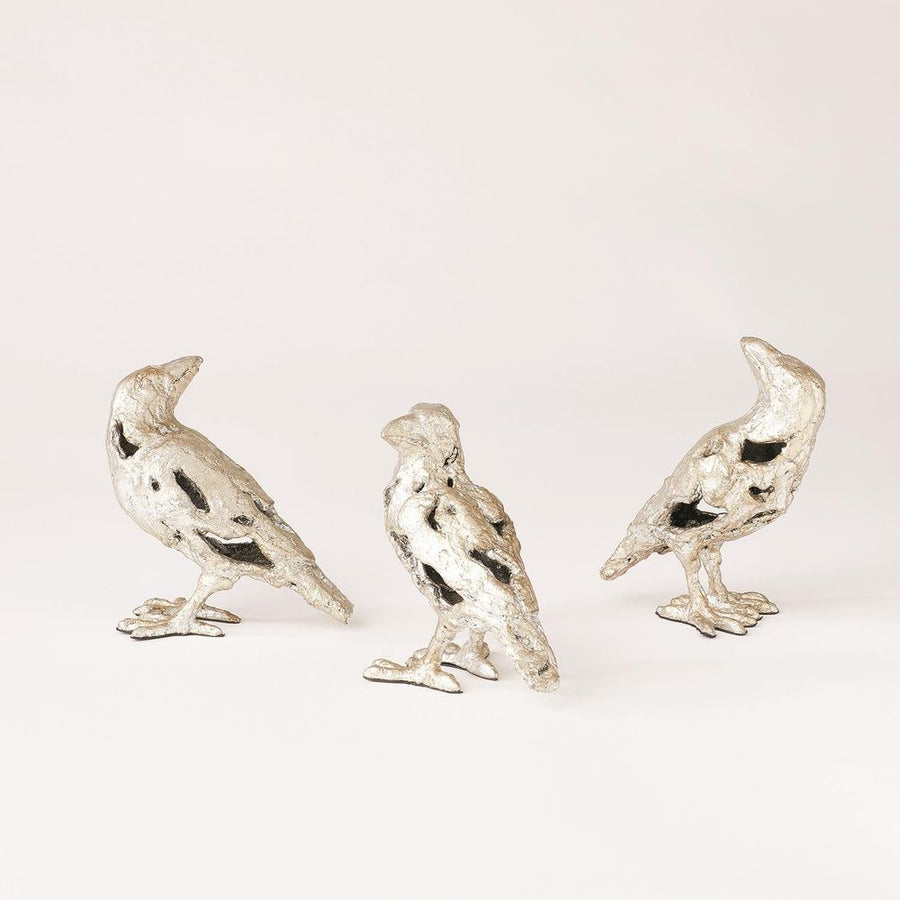 Decorative Objects S/3 Deconstructed Birds-Silver Leaf