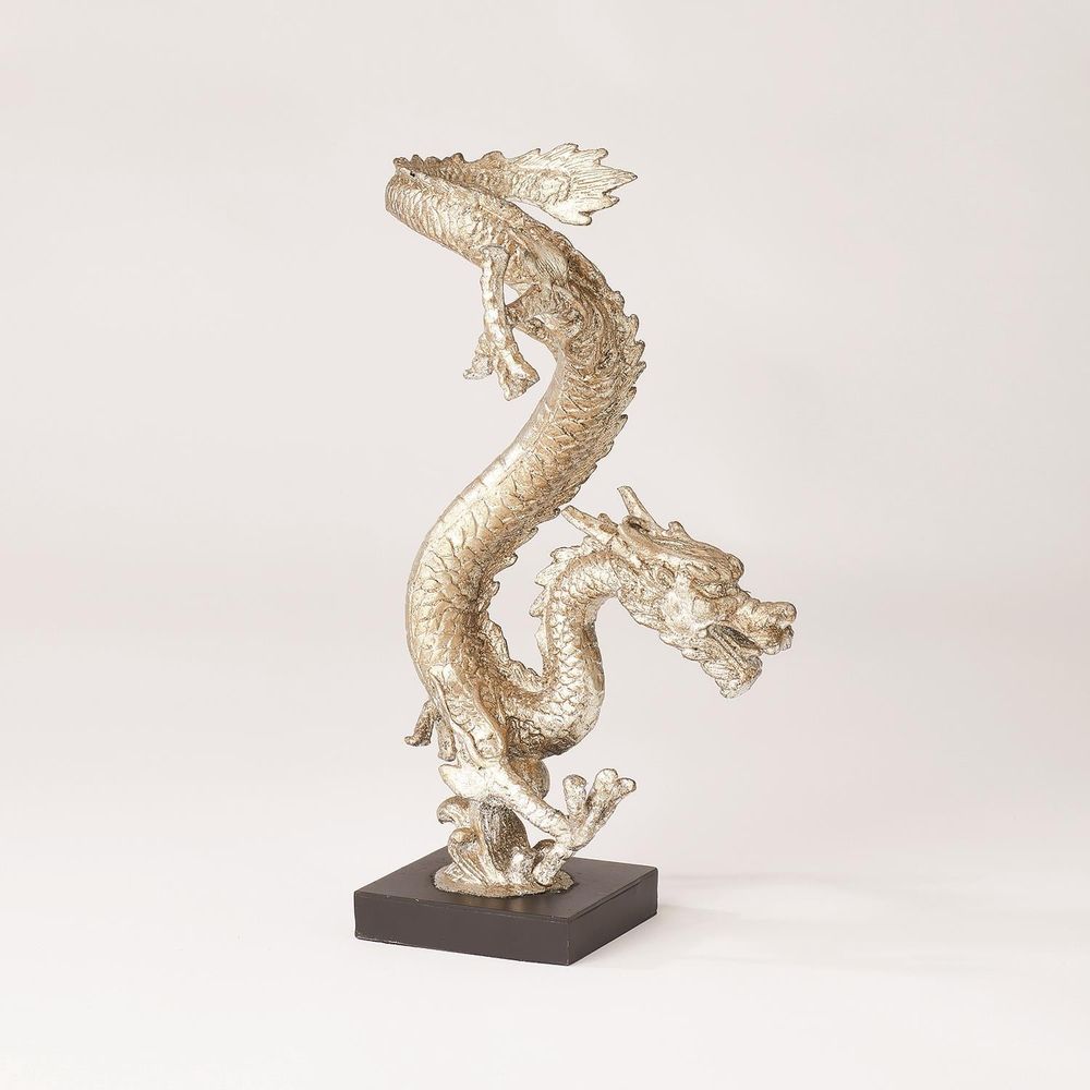 Decorative Objects Standing Dragon-Silver Leaf