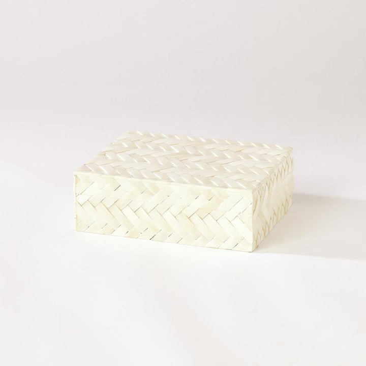 Boxes White Bone Braided Box-Lg