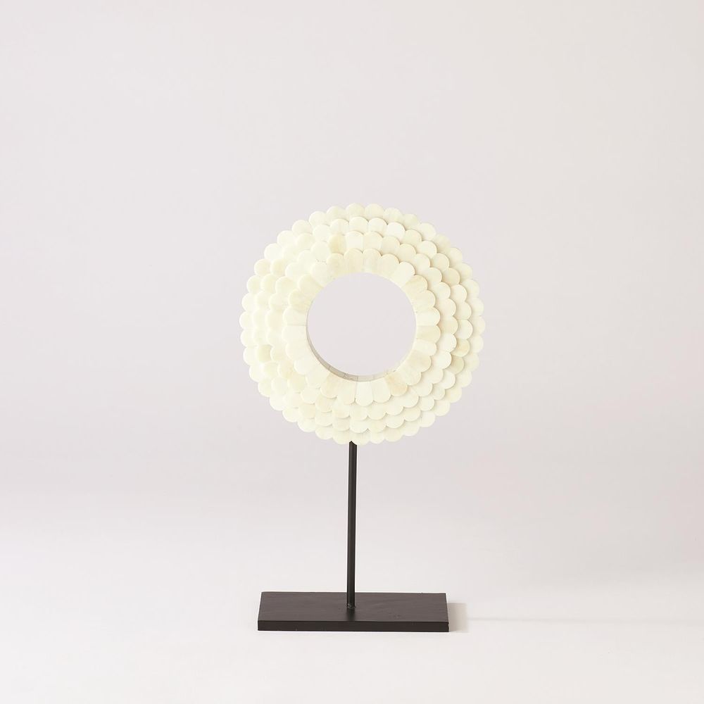 Decor Four Layer Bone Scalloped Mounted Ring-White-Sm