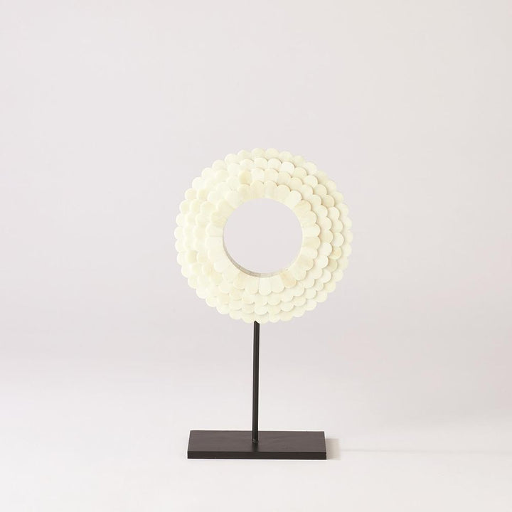Decor Four Layer Bone Scalloped Mounted Ring-White-Sm