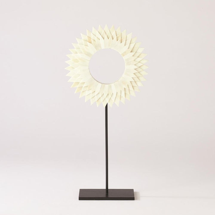 Decor Three Layer Bone Sunburst Mounted Ring-White-Lg