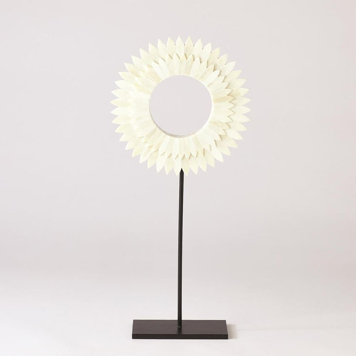 Decor Two Layer Bone Sunburst Mounted Ring-White-Lg