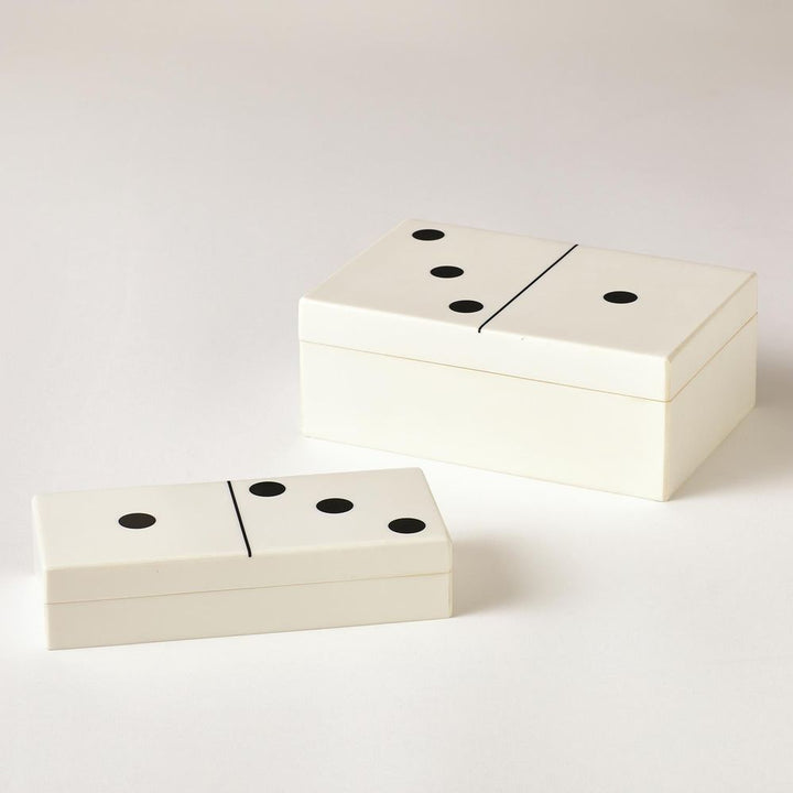 Boxes Dominoes Box-White w/Black Dots-Lg