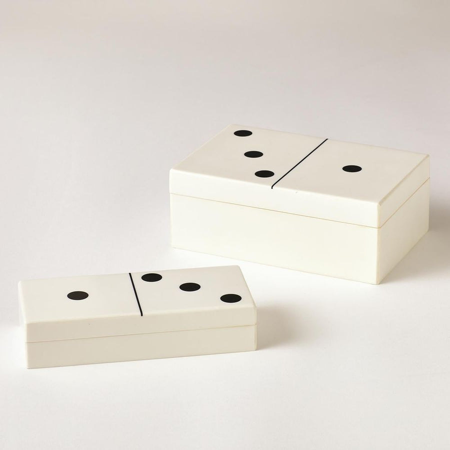 Boxes Dominoes Box-White w/Black Dots-Lg