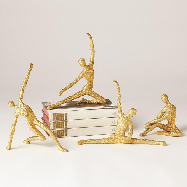 Decorative Objects Figural Male Dancer-Splits-Textured Gold