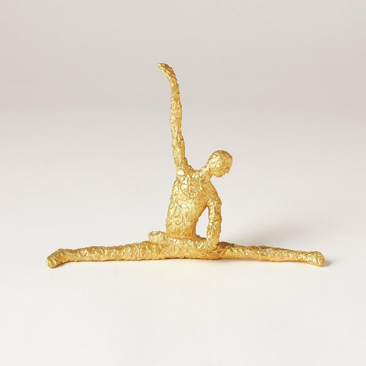 Decorative Objects Figural Male Dancer-Splits-Textured Gold
