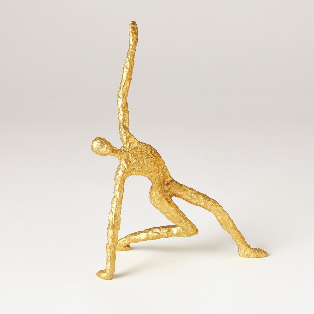 Decorative Objects Figural Male Dancer-Yoga-Textured Gold