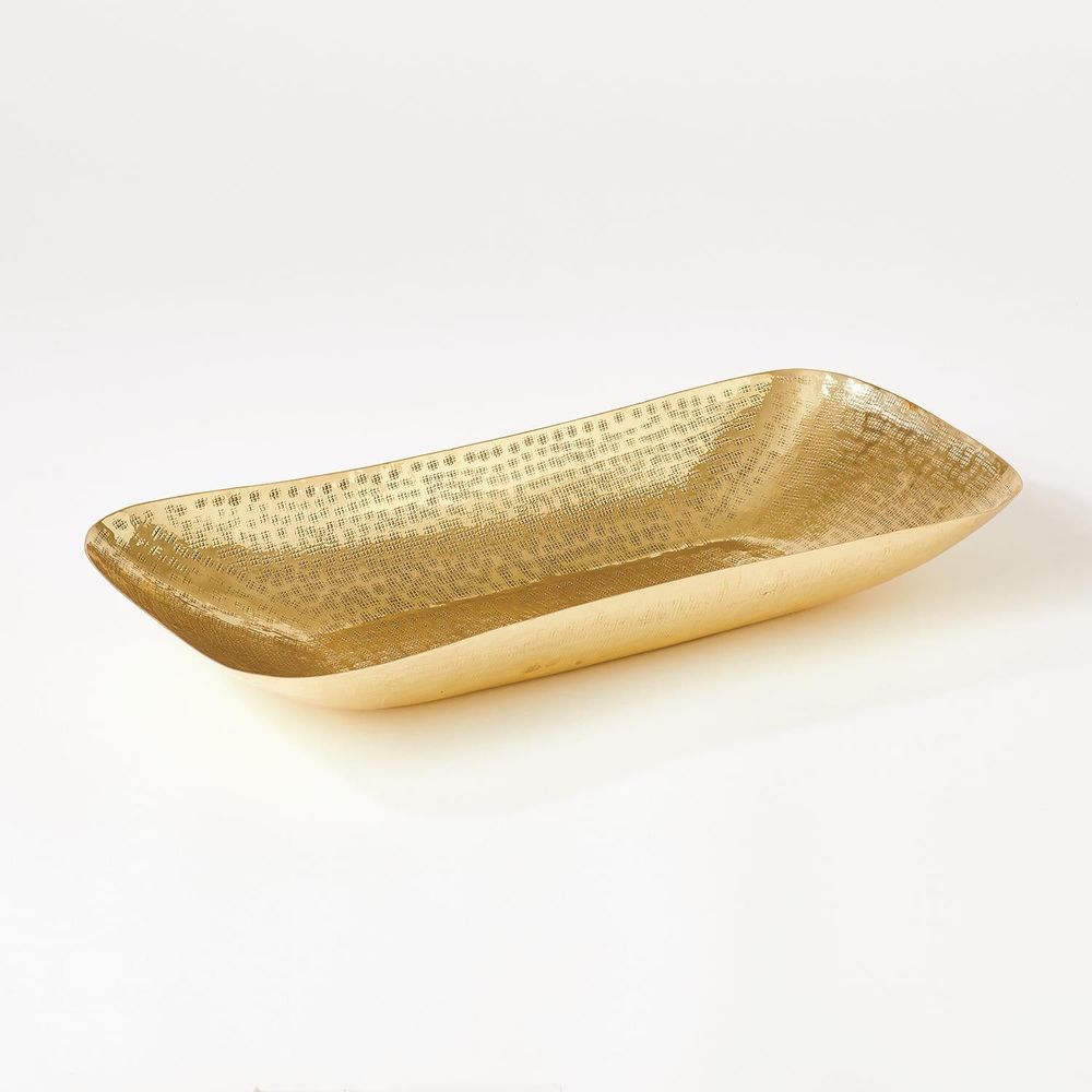 Bowls Hammered Oval Bowl-Brass