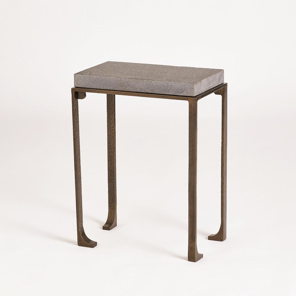 Zen Side Table w/Flamed Granite-Bronze-Lg