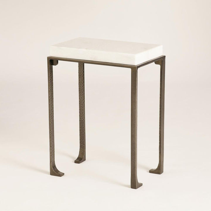 Zen Side Table w/White Honed Marble-Bronze/Grey-Lg