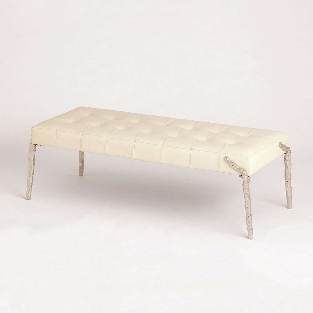 Bristol Branch Bench-Ivory Leather