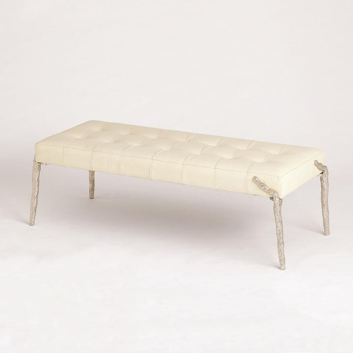 Bristol Branch Bench-Ivory Leather