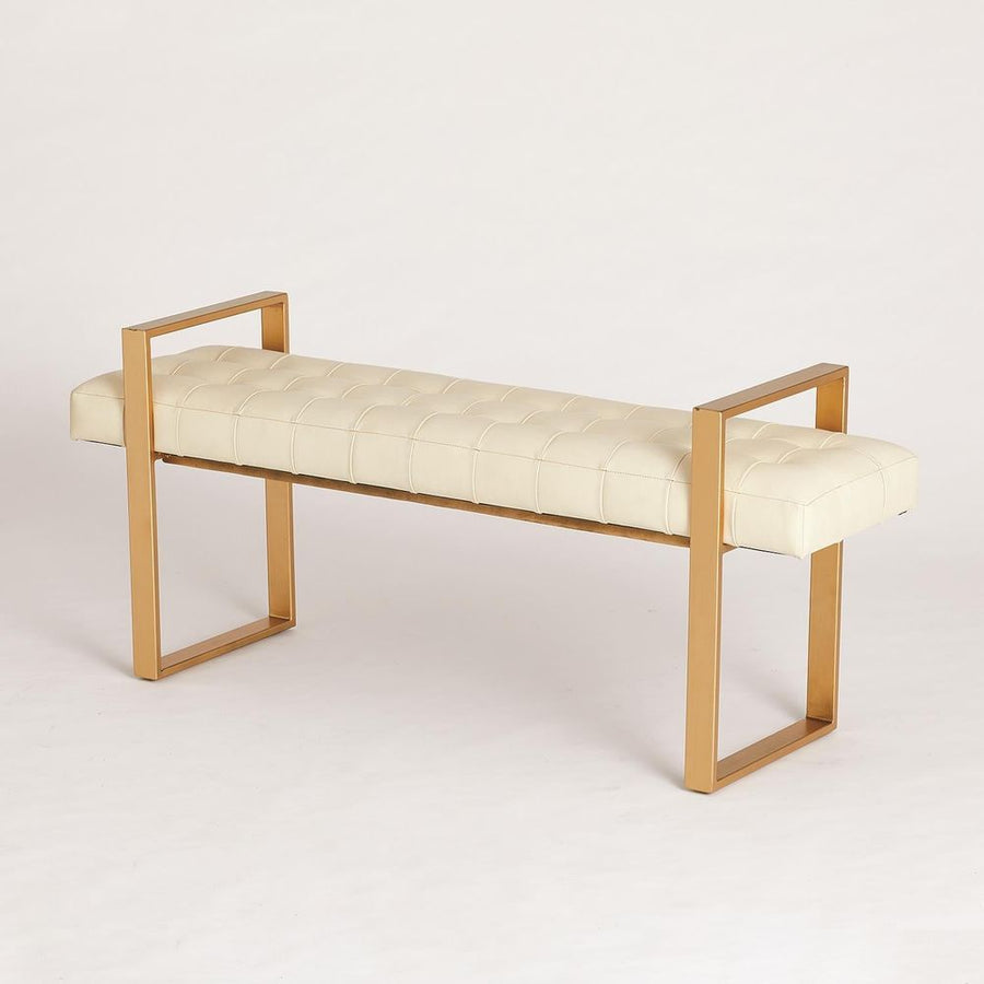 Stools & Ottomans Dakota Bench-Ivory Leather
