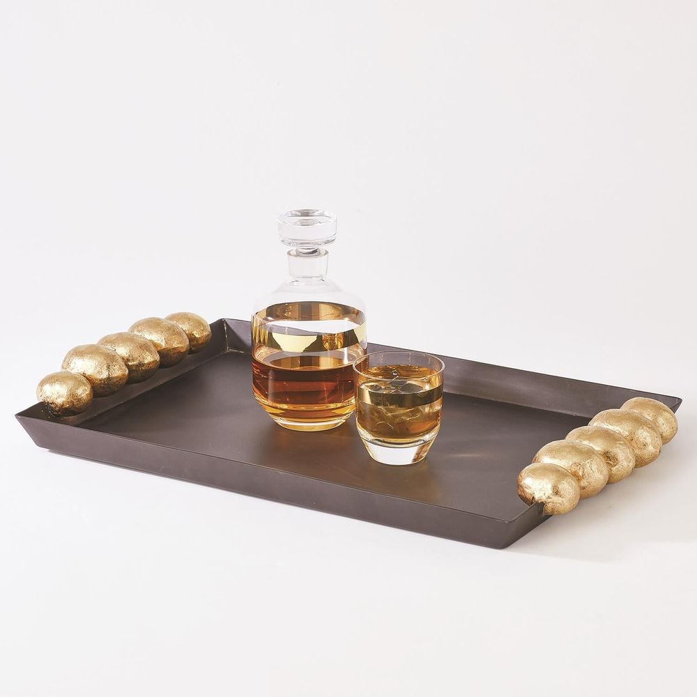 Serveware: Trays Pebble Tray-Bronze w/Gold Leaf Handles