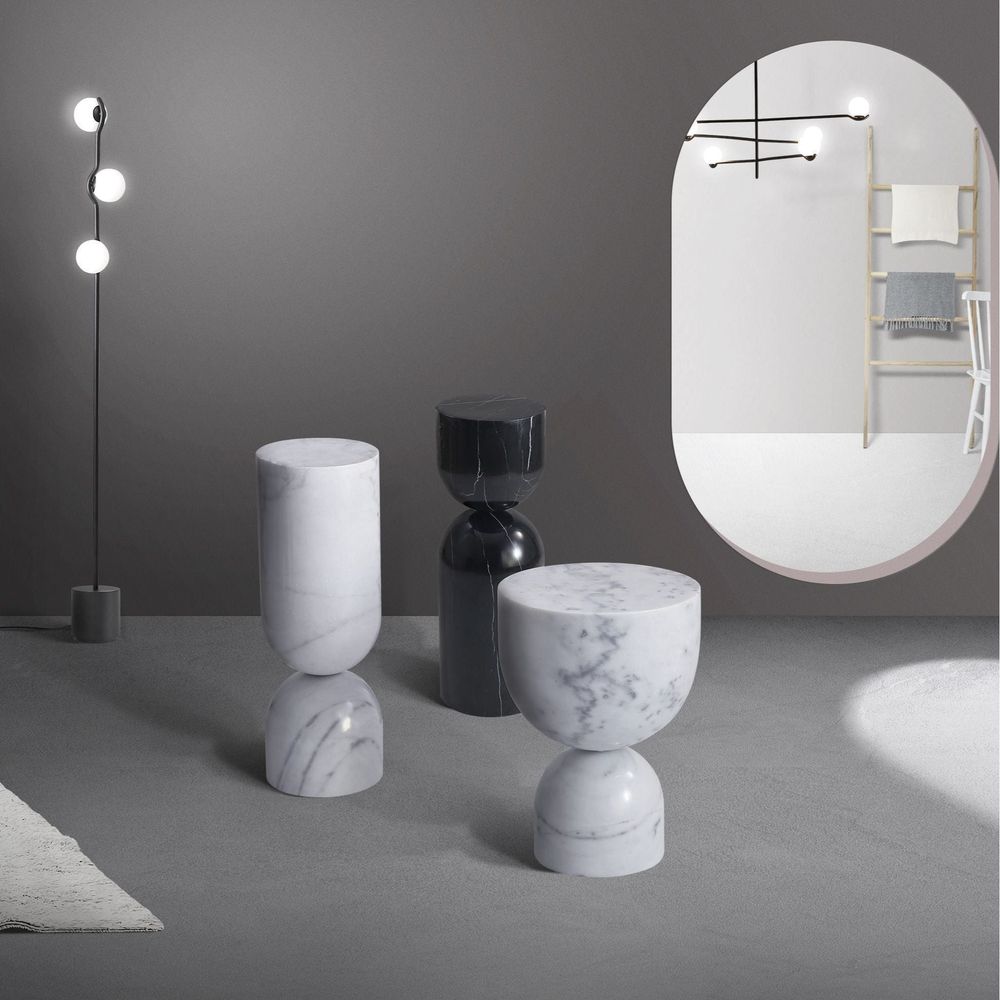 Side Tables Apothecary Tall End Table White Marble