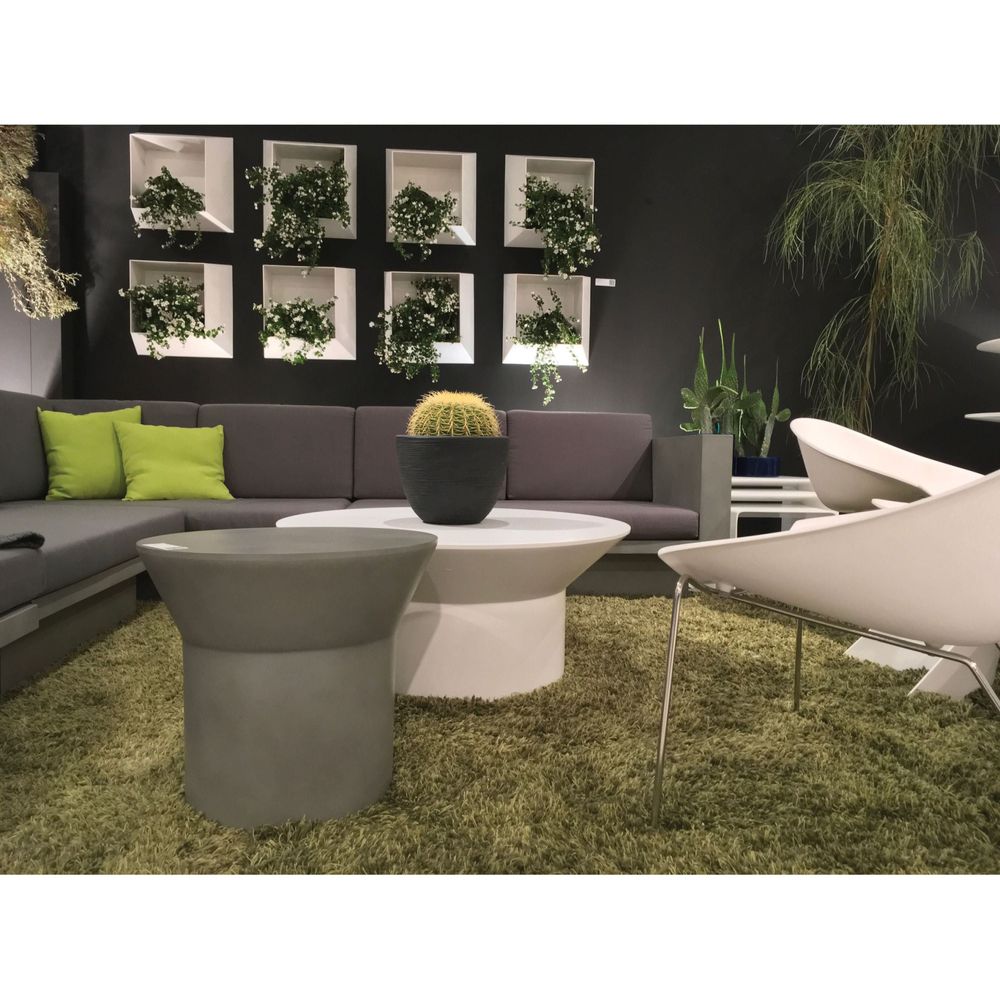 Outdoor Side Tables Boracay End Table Grey Fiber Cement Epoxy, Solid Surface Base Indoor-Outdoor