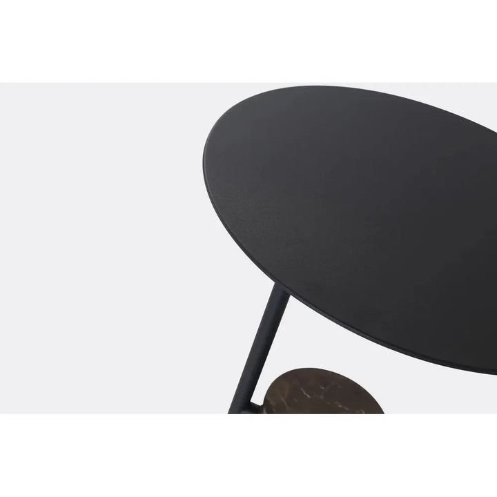 Side Tables Butler End Table Black Powder Coated Steel, Brown Marble