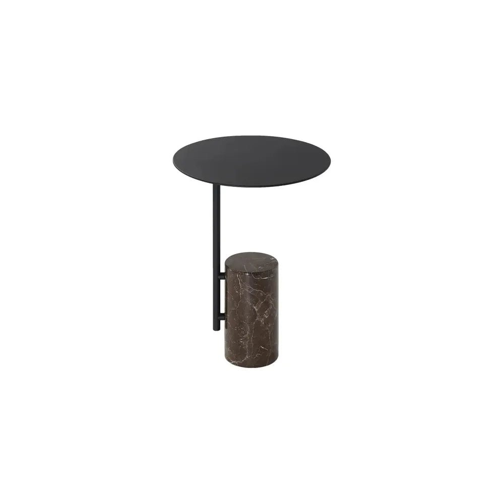 Side Tables Butler End Table Black Powder Coated Steel, Brown Marble