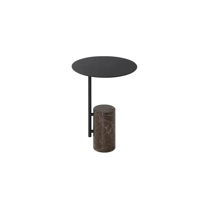 Side Tables Butler End Table Black Powder Coated Steel, Brown Marble
