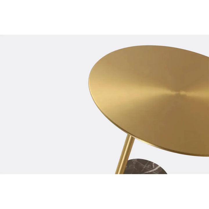 Side Tables Butler End Table Brass Powder Coated Steel, Brown Marble