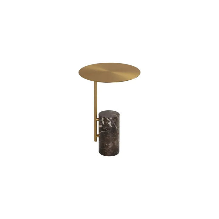 Side Tables Butler End Table Brass Powder Coated Steel, Brown Marble