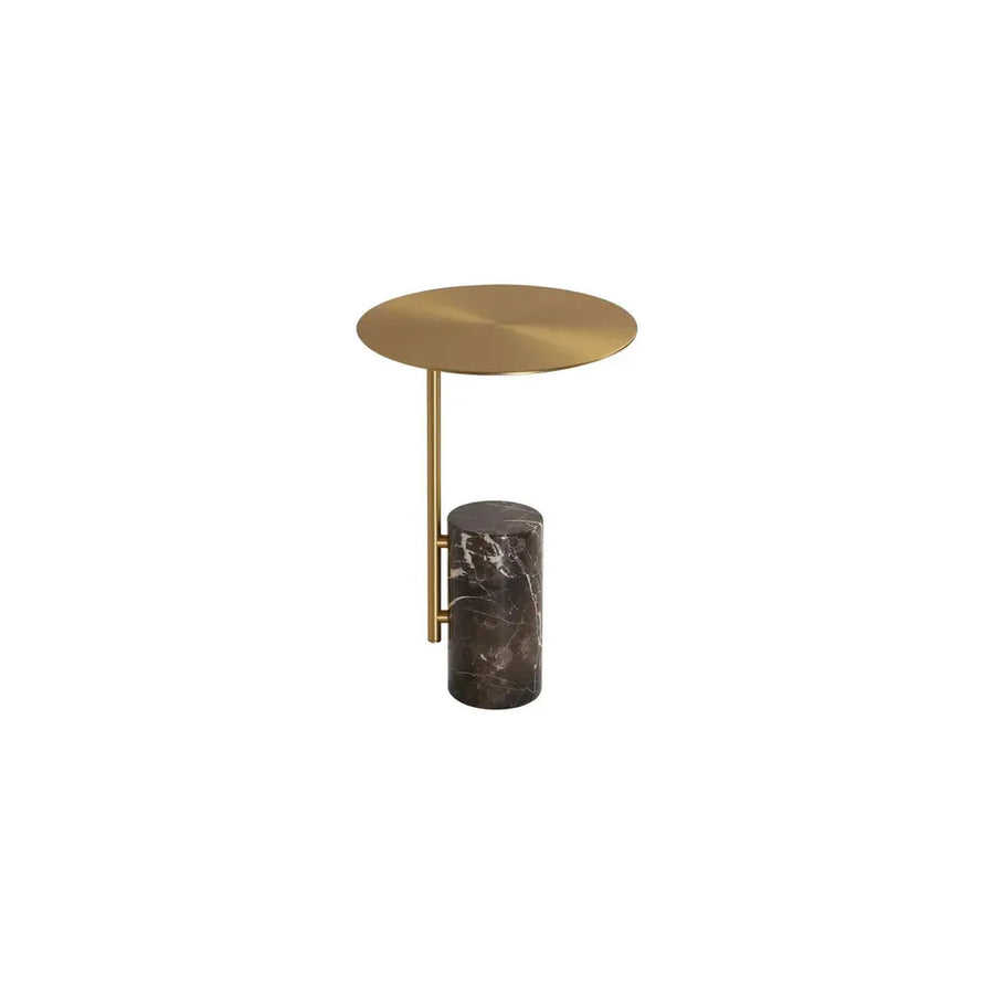 Side Tables Butler End Table Brass Powder Coated Steel, Brown Marble