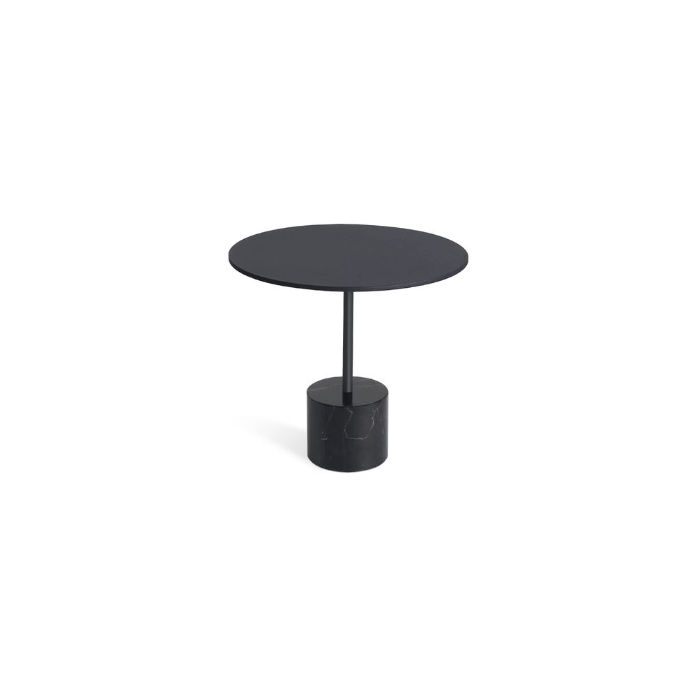 Side Tables Circulo Low End Table Black Marble,Black Powder Coated Steel Low