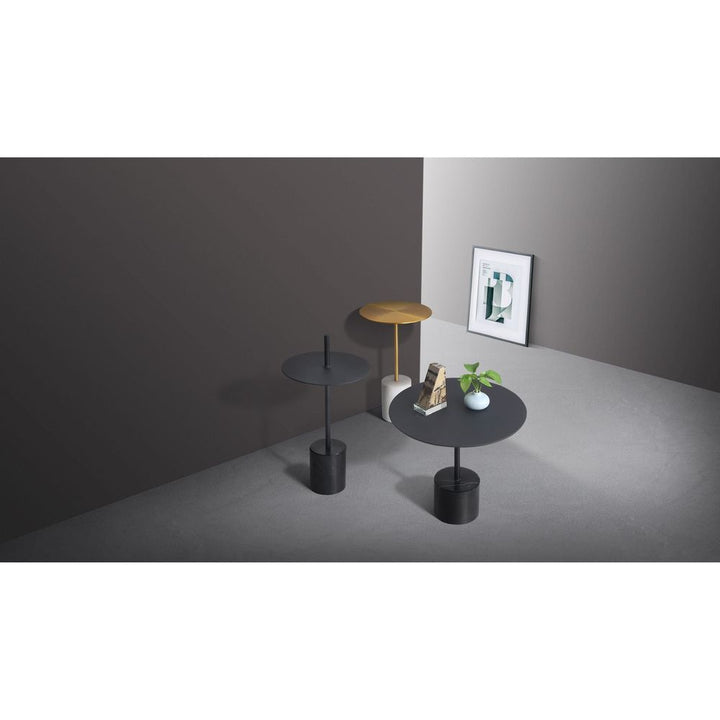 Side Tables Circulo Low End Table Black Marble,Black Powder Coated Steel Low
