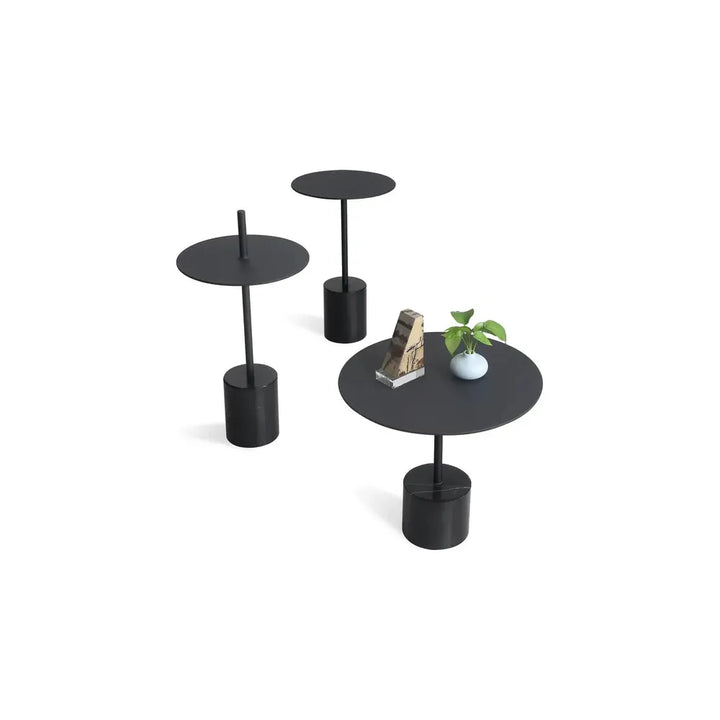 Side Tables Circulo Medium End Table Black Marble,Black Powder Coated Steel Medium