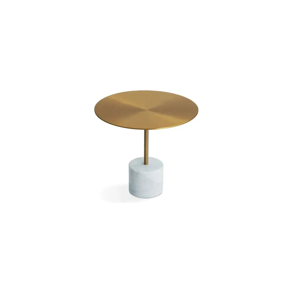 Side Tables Circulo Low End Table White Marble,Brass Powder Coated Steel Low
