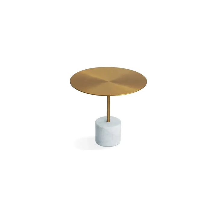 Side Tables Circulo Low End Table White Marble,Brass Powder Coated Steel Low