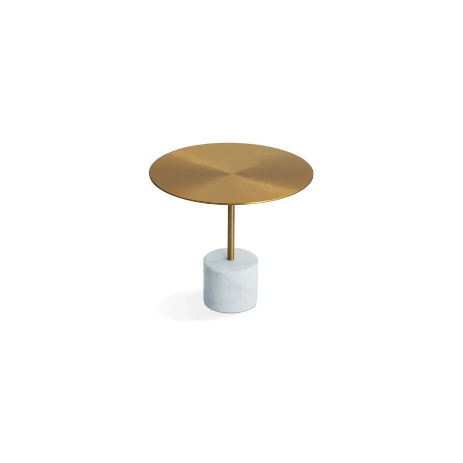 Side Tables Circulo Low End Table White Marble,Brass Powder Coated Steel Low