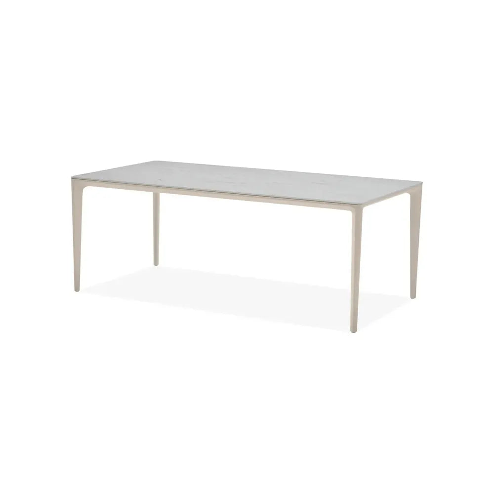 Cayman 86" Dining Table Travertino Ceramic Powder Coated Taupe Legs