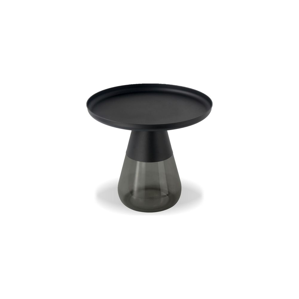 Side Tables Duverre End Table Black Aluminum Smoke Glass