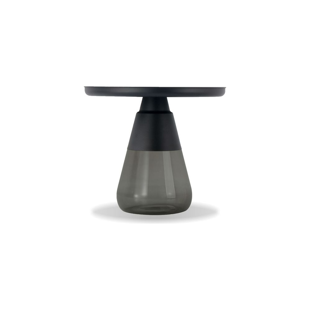 Side Tables Duverre End Table Black Aluminum Smoke Glass