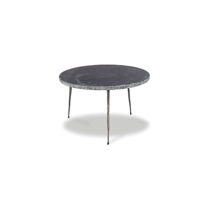Side Tables Kaii Low End Table Black Marble Hammered Edge/Black Iron Legs